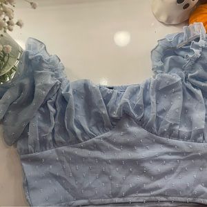 Blue flowy sleeve top